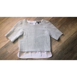 White & black tweed blouse